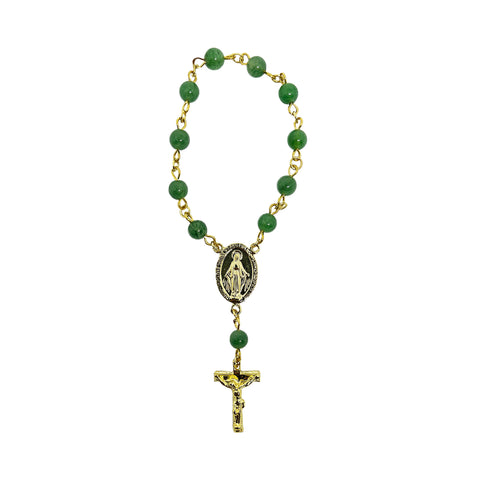 ONE DECADE GREEN AVENTURINE GOLD PLATED ROSARY