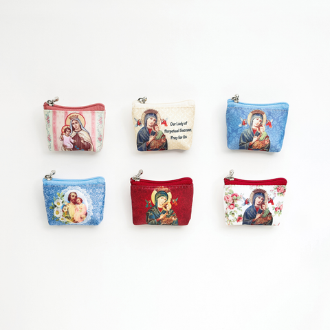 ROSARY POUCHES WITH HOLY PICTURES (SMALL)