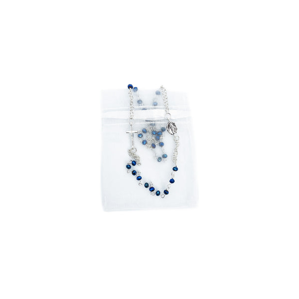 CRUCIFIX & OUR LADY MEDAL NECKLACE blue sapphire