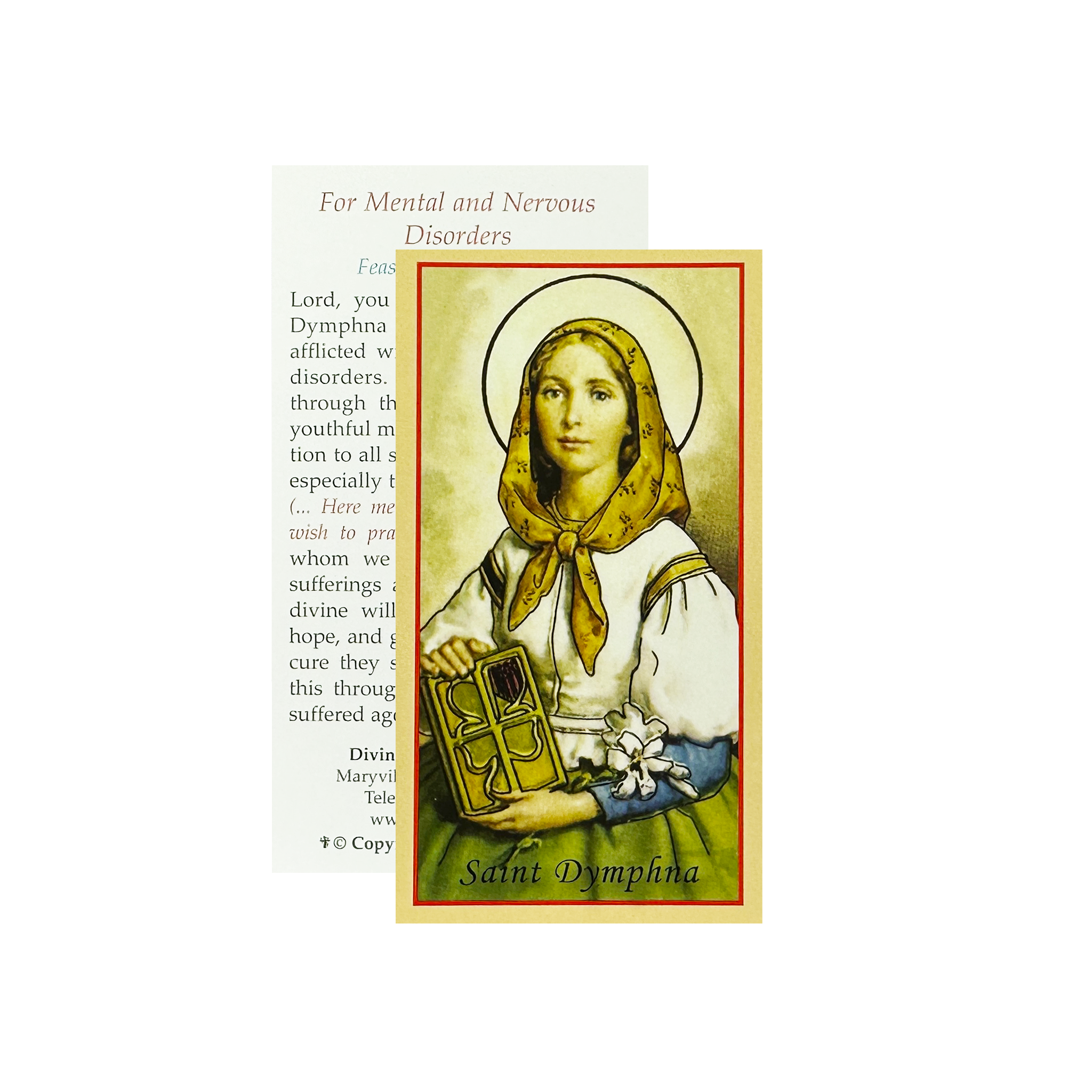 PRAYER CARD -  FOR MENTAL & NERVOUS DISORDERS (SAINT DYMPHNA