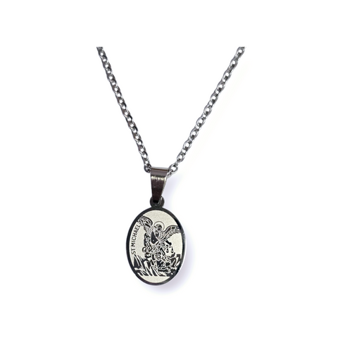 STAINLESS STEEL ST MICHAEL-GUARDIAN ANGEL NECKLACE