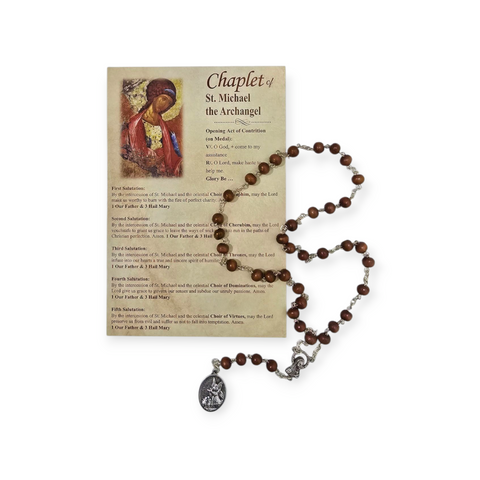 CHAPLET OF SAINT MICHAEL (BROWN BEADS)