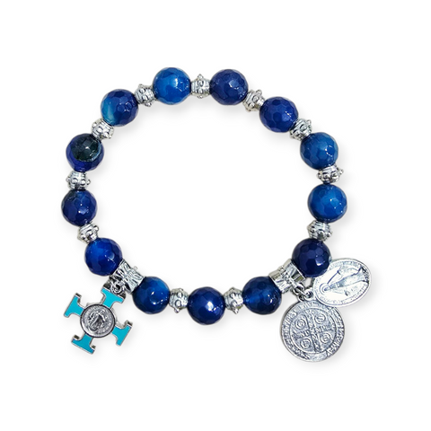 SAINT BENEDICT ROSARY BRACELET - BLUE ONYX