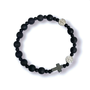 FACETED MATT ONYX ROSARY BRACELET - 8MM