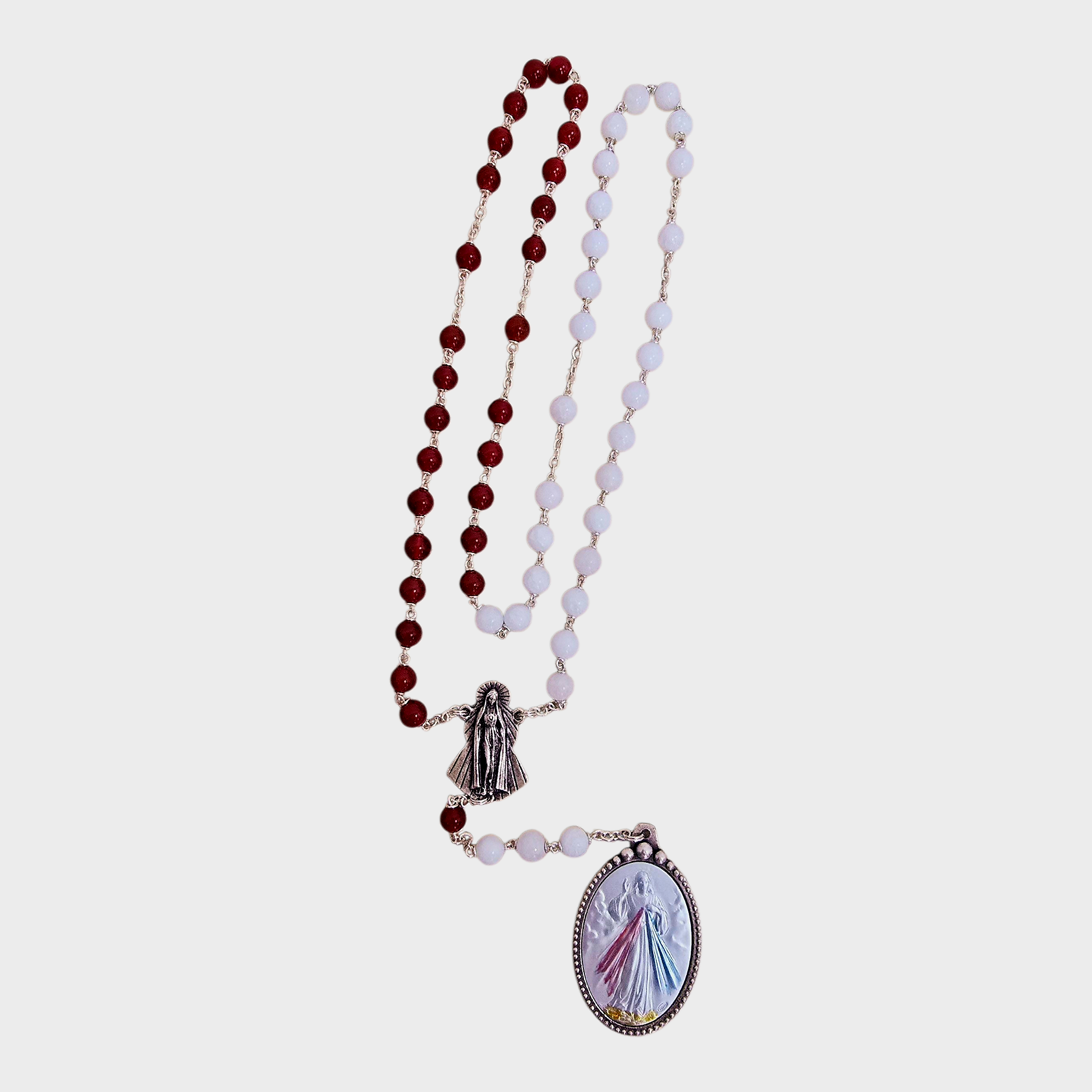 CARNELIAN & WHITE CHALK - DIVINE MERCY CHAPLET