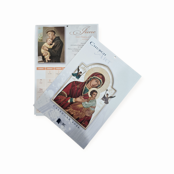 CALENDAR 2026 CHURCH ART (HANGING)  9673 - STAINED GLASS NATIVITY SCENE