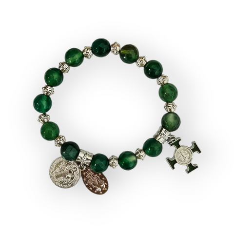 SAINT BENEDICT ROSARY BRACELET - GREEN JADE