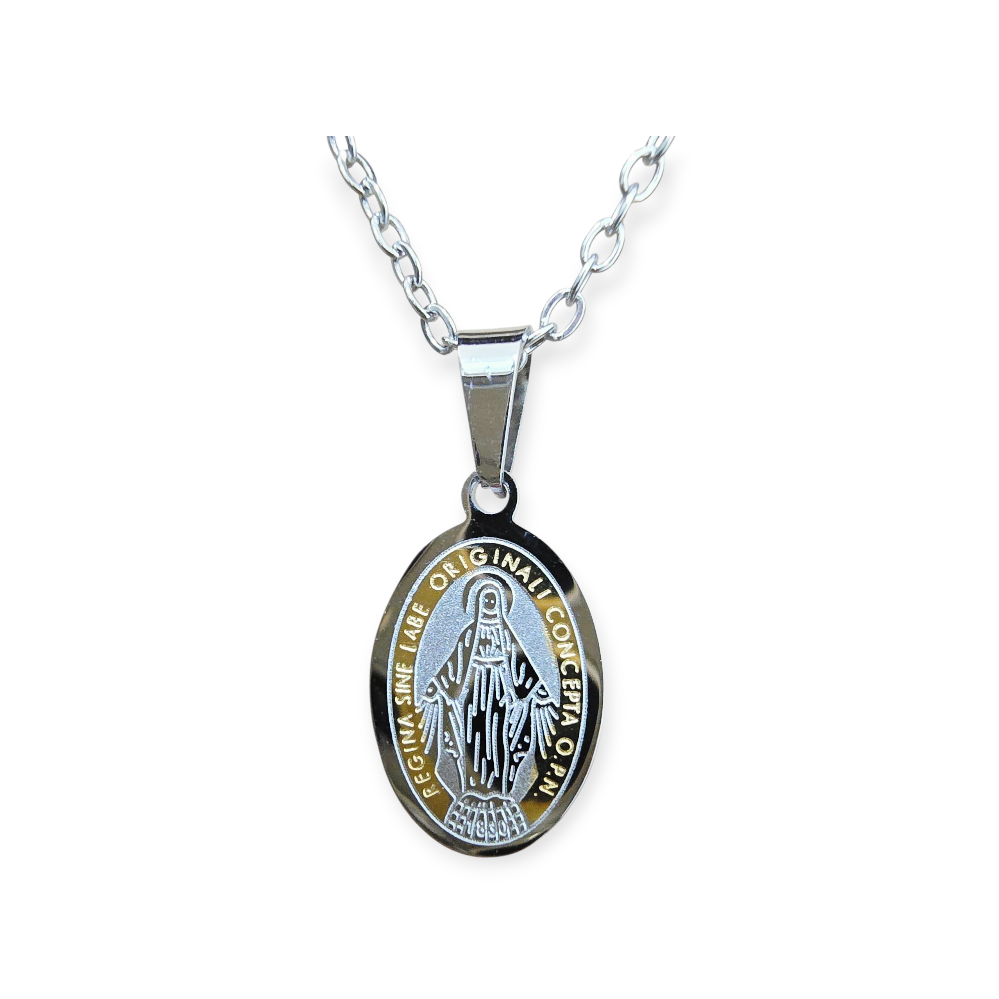 DUO-COLOR MIRACULOUS MEDAL PENDANT WITH CHAIN