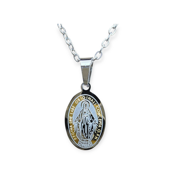 DUO-COLOR MIRACULOUS MEDAL PENDANT WITH CHAIN