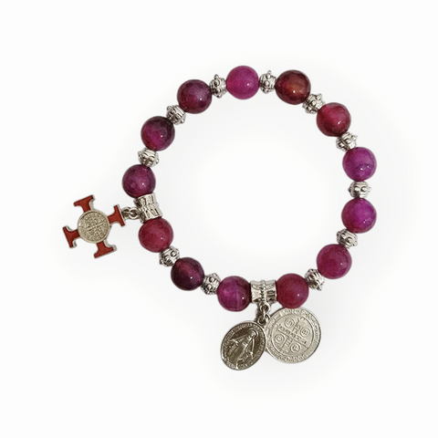 SAINT BENEDICT ROSARY BRACELET - VOLET SPINEL