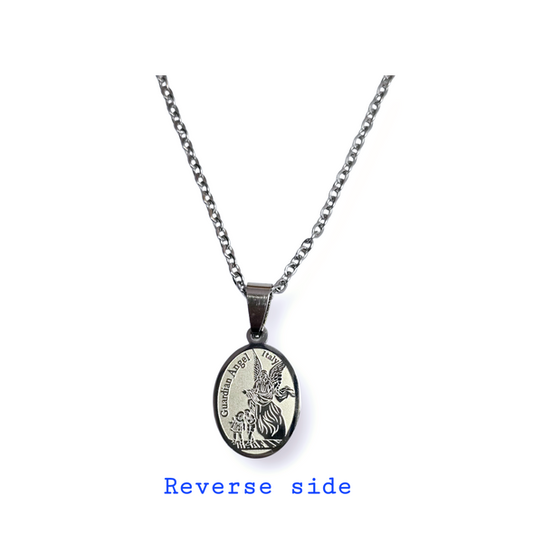 STAINLESS STEEL ST MICHAEL-GUARDIAN ANGEL NECKLACE