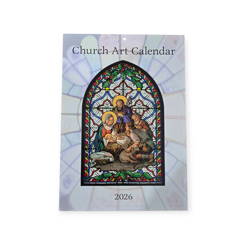 CALENDAR 2026 CHURCH ART (HANGING)  9673 - STAINED GLASS NATIVITY SCENE