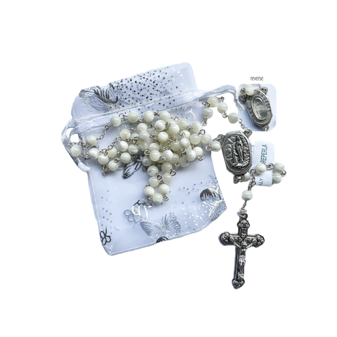 MOTHER-OF-PEARL ROSARY (6mm) - WITH LOURDES WATER