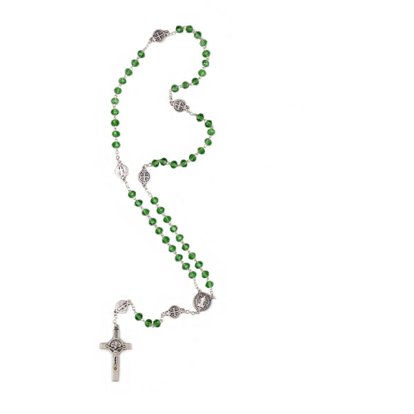 GLASS CRYSTAL ROSARY - ST. BENEDICT