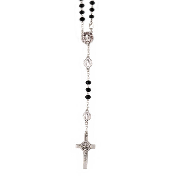 GLASS CRYSTAL ROSARY - ST. BENEDICT