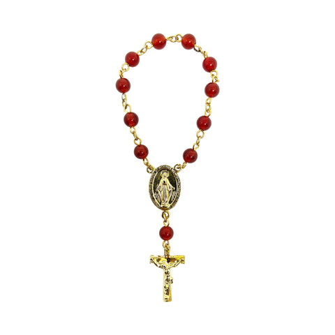 ONE DECADE CARNELIAN GOLD PLATED ROSARY