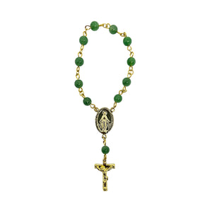ONE DECADE GREEN AVENTURINE GOLD PLATED ROSARY