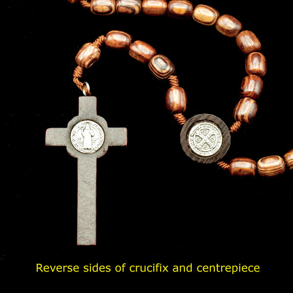 sT bENEDICT WOOD CORDED ROSARY