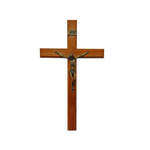 WOODEN WALL CRUCIFIX 40CM (Bronze Corpus)