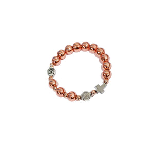 ROSE GOLD SAINT BENEDICT MEDAL ROSARY BRACELET