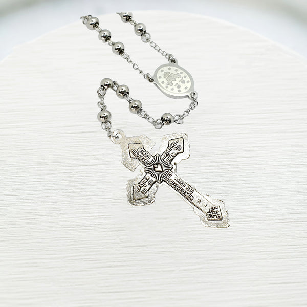 STAINLESS STEEL PARDON CRUCIFIX ROSARY