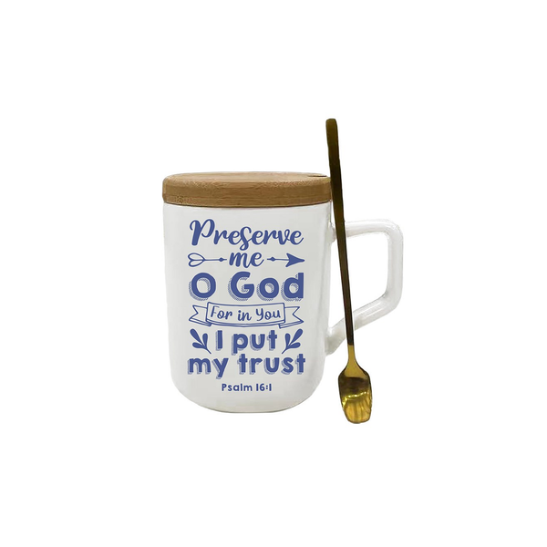 MUGS WITH COVER AND SPOON CATHOLIC GIFTS
