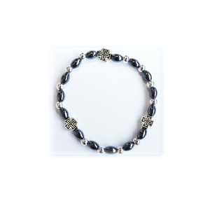 HEMATITE WITH SILVER BEADS BRACELET 