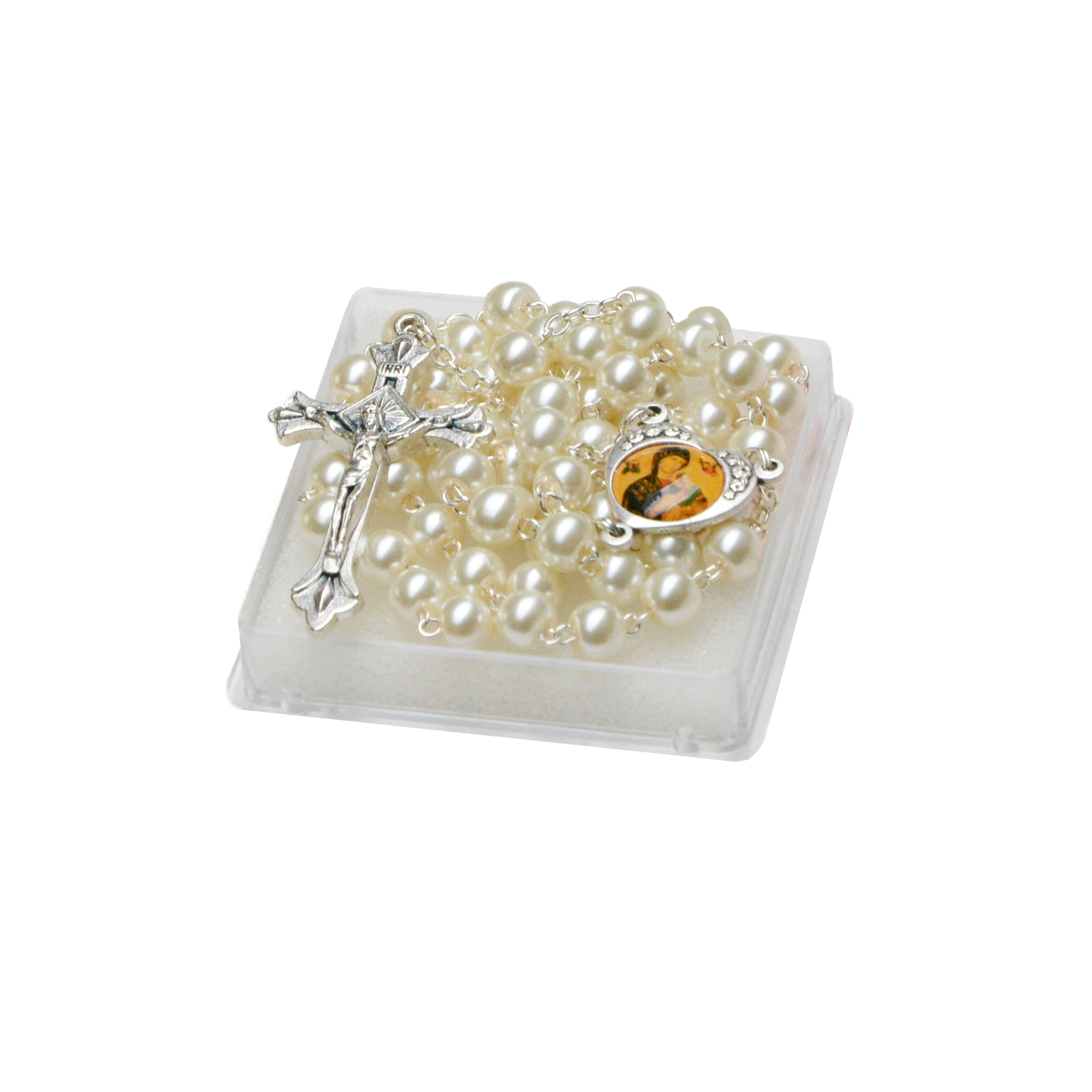 FAUX PEARLS OMPH ROSARY (WHITE)