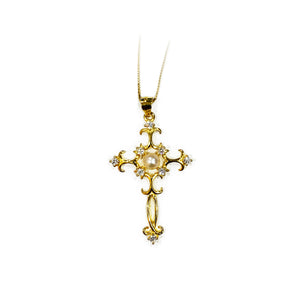 CROSS PENDANT WITH 18K PLATED WITH PEARL