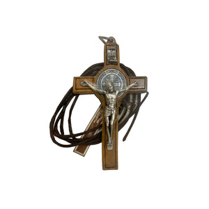 SAINT BENEDICT OLIVE WOOD CRUCIFIX ROPE